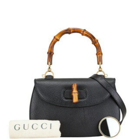 Gucci bamboo shoulder bag handbag black - Picture 9 of 10